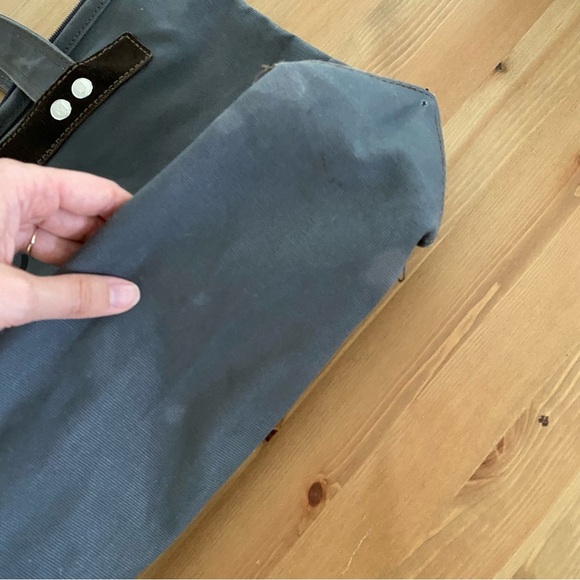 Jacobs by Marc Jacobs Top Zip Canvas Tote Bag Gray Canvas Suede Trim 17” X 11.5” - Picture 5 of 16